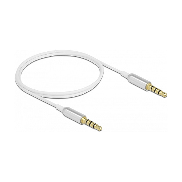 DeLOCK Cable de audio Ultra Slim 3,5 mm 4 pines blanco, 0,5 m