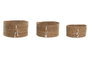 DKD Home Decor Set de 3 Cestas de Fibra Natural 30x30x15 cm