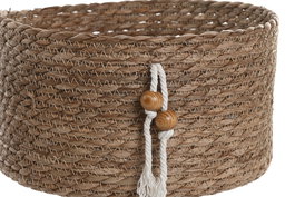 DKD Home Decor Cesta Basicos Set de 3 piezas Fibra Natural 30x30x15 cm