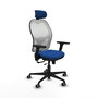 PIQUERAS Y CRESPO Silla de oficina Jorquera, Similpiel Azul y Malla Blanca