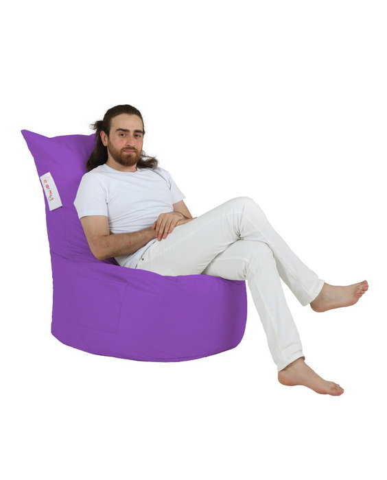 Atelier Del Sofa Puff de Jardín Púrpura - Cómodo y Duradero con Poliestireno Reciclado y Poliéster Impermeable, 95x70x40 cm