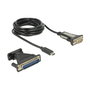 Delock Adaptador USB C a Serie DB9 9 Pin y DB25 25 Pin FTDI, Negro, 1.8 m
