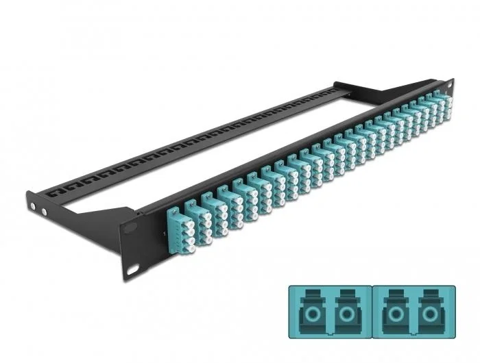 DeLOCK Panel de parches de fibra 19″ 24 puertos LC Quad azul DeLOCK Panel de parches de fibra 19″ 24 puertos LC Quad azul