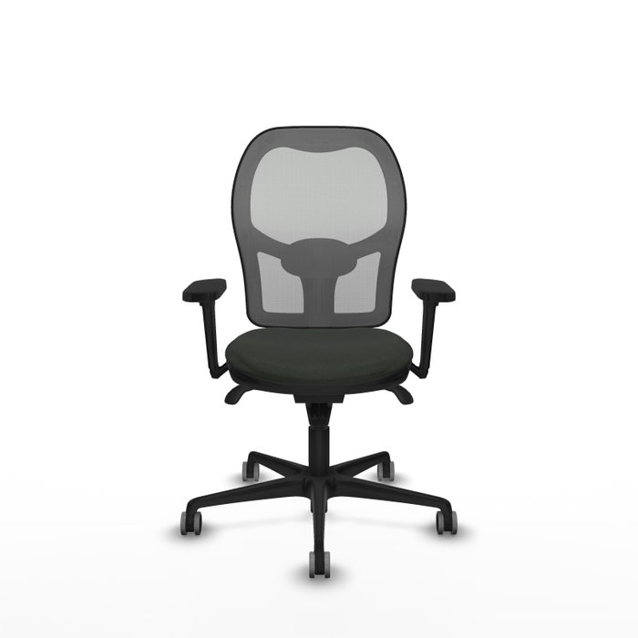 PIQUERAS Y CRESPO Silla de oficina Jorquera con mecanismo Sincro, Tela Negra y Malla Gris
