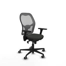 PIQUERAS Y CRESPO Silla de oficina Jorquera con mecanismo Sincro, Tela Negra y Malla Gris