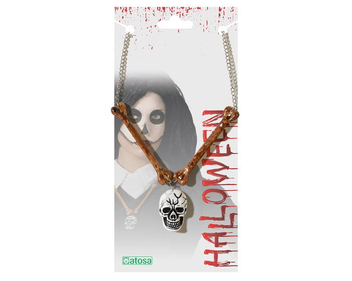 Atosa Collar de Disfraz Primitivo con Calavera y Huesos
