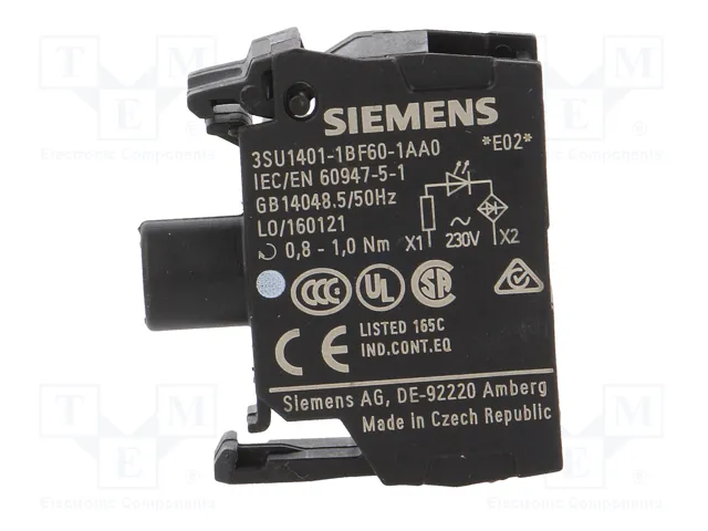 Siemens 3SU14011BF601AA0 Módulo LED Blanco con LED Integrado AC 230V con Conexión de Tornillo