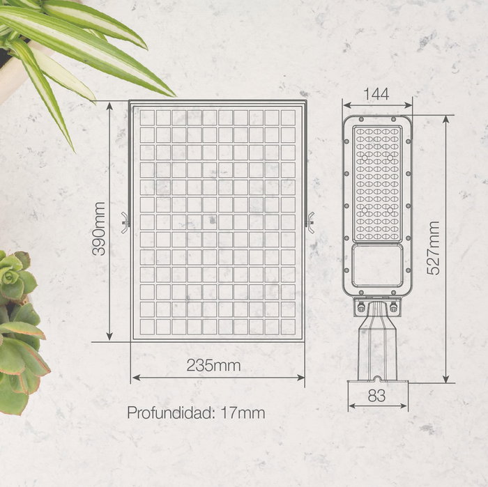 Longbia Farola solar LED Pro Line 8W 4000K IP65 Gris