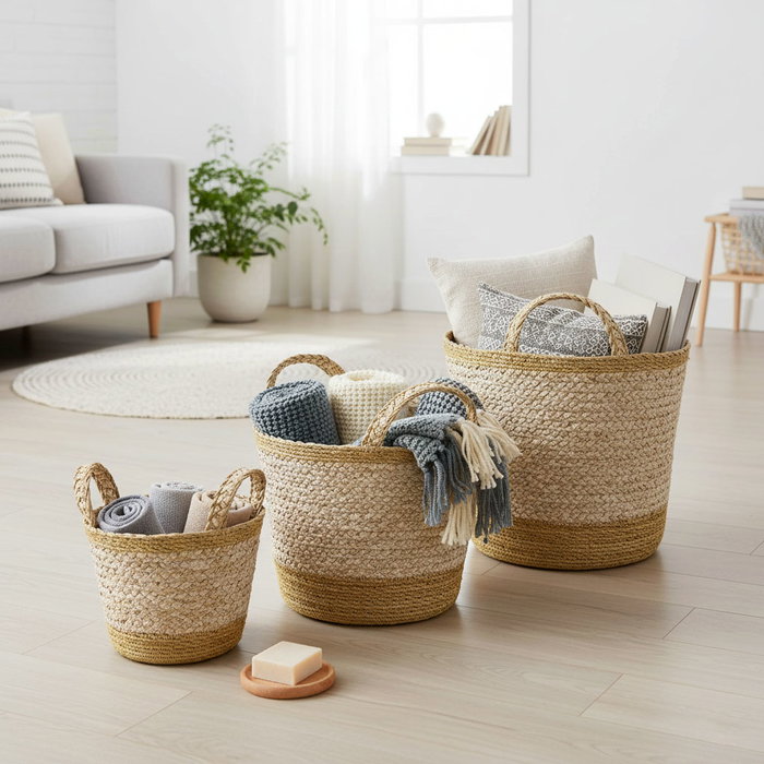 Inde Cesta Cónica Seagrass con Asas 30 cm (12 Unidades) Inde Cesta Cónica Seagrass con Asas 30 cm (12 Unidades)