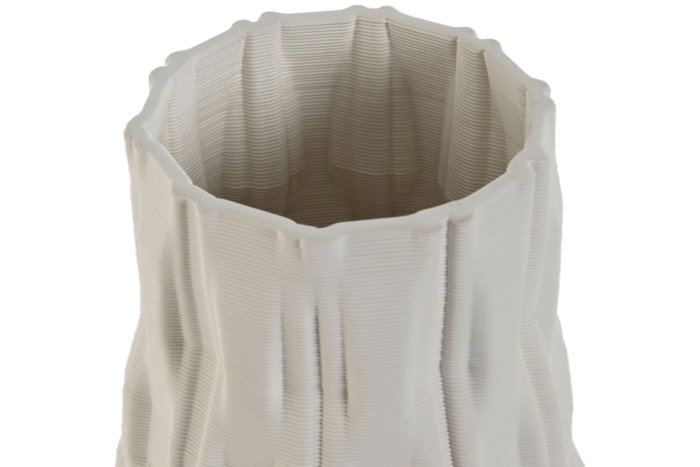 DKD Home Decor Jarrón de Gres Blanco con Acabado 3D