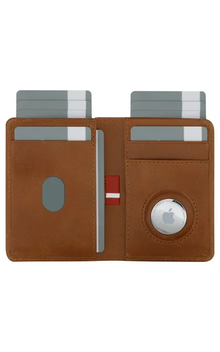 dbramante1928 BIATGT001679 Billetera de Cuero Marrón Monocromo, 8 Ranuras para Tarjetas y Ranura para Apple AirTag, Cierre Magnético