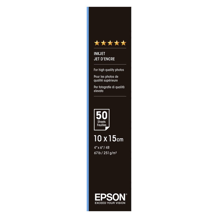 Epson Premium Semi-Gloss Photo Paper 10x15 cm, 50 hojas, Blanco
