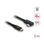 DeLOCK Cable USB4 Gen 3x2 de 2 m con conectores USB C angulares, 40 Gbps, 240 W, Negro
