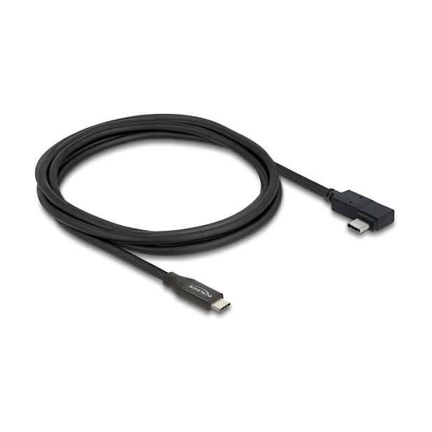 DeLOCK Cable USB4 Gen 3x2 de 2 m con conectores USB C angulares, 40 Gbps, 240 W, Negro DeLOCK Cable USB4 Gen 3x2 de 2 m con conectores USB C angulares, 40 Gbps, 240 W, Negro