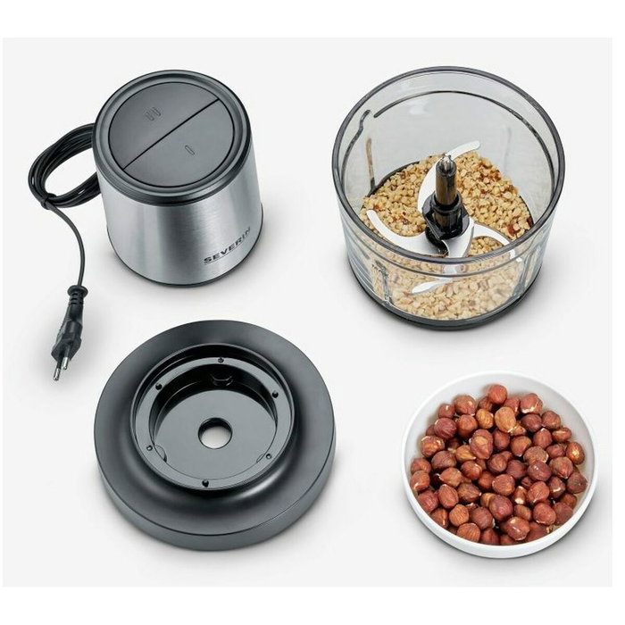 Severin KM3867 Picadora de carne eléctrica 400 W Bol de cristal 1 L 2 velocidades Negro acero inoxidable