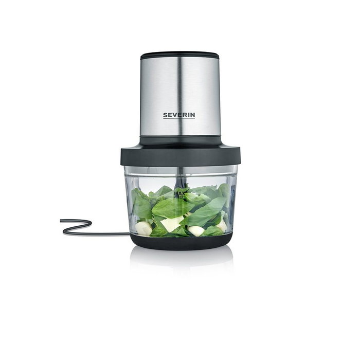 Severin KM3867 Picadora de carne eléctrica 400 W Bol de cristal 1 L 2 velocidades Negro acero inoxidable
