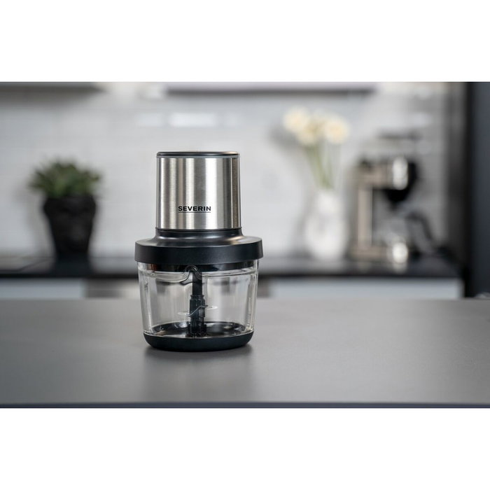 Severin KM3867 Picadora de carne eléctrica 400 W Bol de cristal 1 L 2 velocidades Negro acero inoxidable