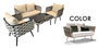 DKD Home Decor Sofá Terraza y Jardín Set de 4 Piezas Cuerda Metal