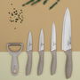 Cook Concept Juego de 4 Cuchillos y Pelador con Mango de Fibra de Trigo y Hoja de Acero Inoxidable