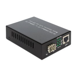 DeLOCK 1000Base-T a SFP Gigabit Ethernet Media Converter, 10/100/1000 Mbit/s, Convertidor de Cobre a Fibra Óptica, Negro