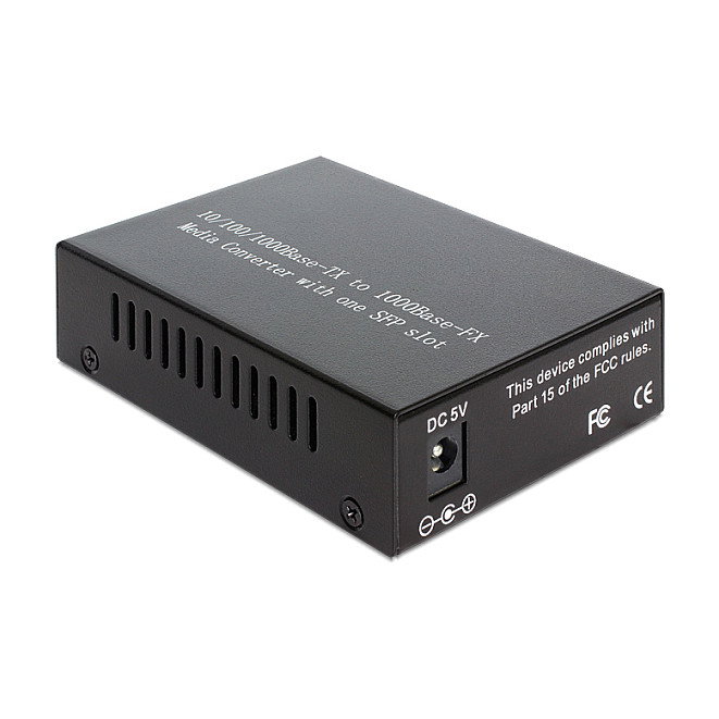 DeLOCK 1000Base-T a SFP Gigabit Ethernet Media Converter, 10/100/1000 Mbit/s, Convertidor de Cobre a Fibra Óptica, Negro