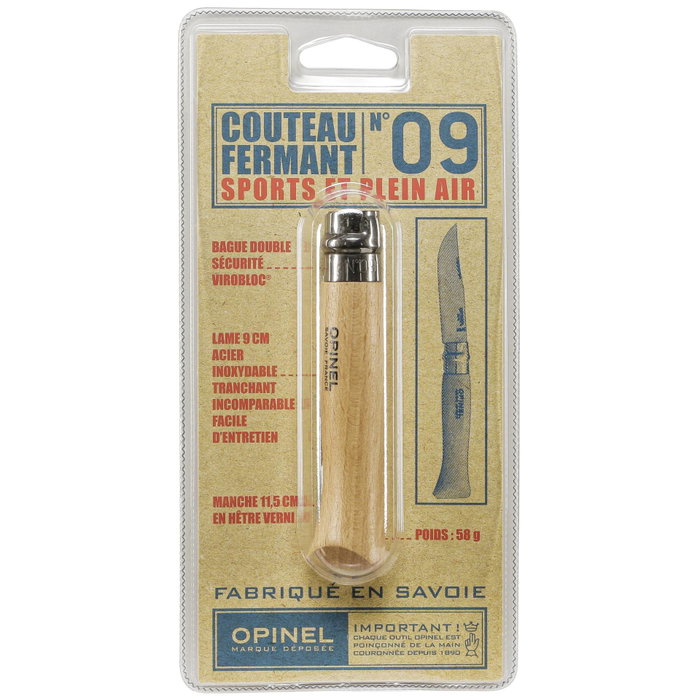 Opinel Navaja de bolsillo No. 09 de acero inoxidable Opinel Navaja de bolsillo No. 09 de acero inoxidable