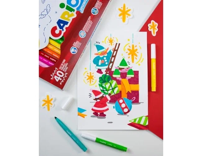 Carioca Caja Premium de 30 Rotuladores Jumbo con Punta Maxi de 6 mm y Tinta Súper Lavable elástico en colores surtidos. Manos limpias con agua. Con asa. Colores surtidos.</a>