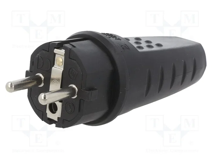 PAWBOL Enchufe Macho Uni-Schuko Negro 16A 250V AC PAWBOL Enchufe Macho Uni-Schuko Negro 16A 250V AC