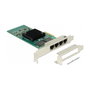 DeLOCK 89946 Tarjeta de Red Gigabit LAN PCI Express x4 con 4 Puertos RJ45, Controlador Intel I350 para Windows y Linux