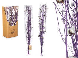 Giftdecor Ramillete Algodon Morado Lavanda Verde 10 cm x 100 cm x 18 cm Materia Vegetal Seca (Set de 18)