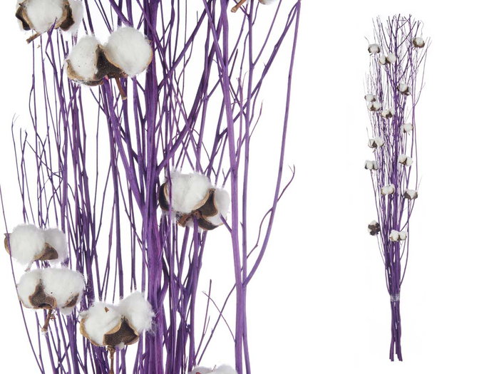 Giftdecor Ramillete Algodon Morado Lavanda Verde 10 cm x 100 cm x 18 cm Materia Vegetal Seca (Set de 18)