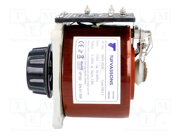 BREVE TUFVASSONS Autotransformador regulable 230VAC 2,8A