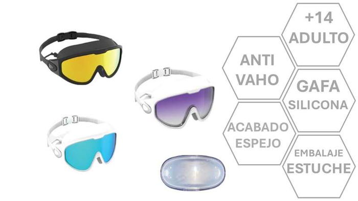 Poessa Gafas Natación Adulto Silicona Lente PC Polarizada Efecto Espejo Modelos Surtidos