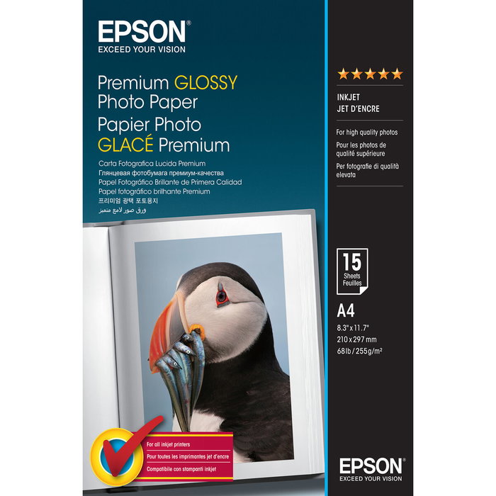 Epson Premium Glossy Photo Paper A4 255 g/m², 15 hojas