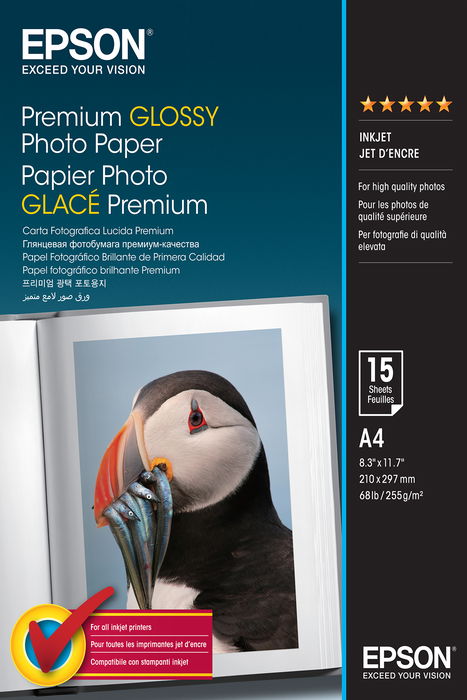 Epson Papel Premium Glossy Photo 255 gr, A4, 15h. Epson Papel Premium Glossy Photo 255 gr, A4, 15h.