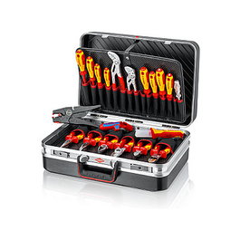 Knipex Vision24 - Maletín de herramientas eléctricas de 24 piezas (2120), con alicates, cortador, pelacables y destornilladores, color negro/rojo/amarillo, 40x20 cm