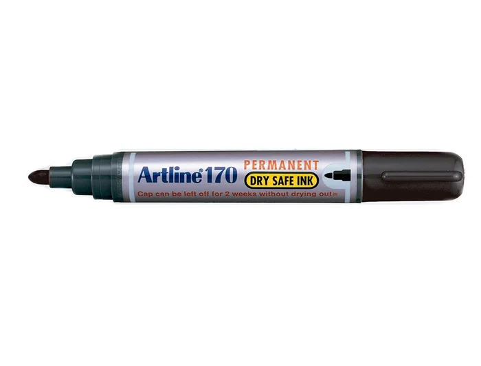 Artline Rotulador Permanente 170 Negro Punta Redonda 2mm Antisecado