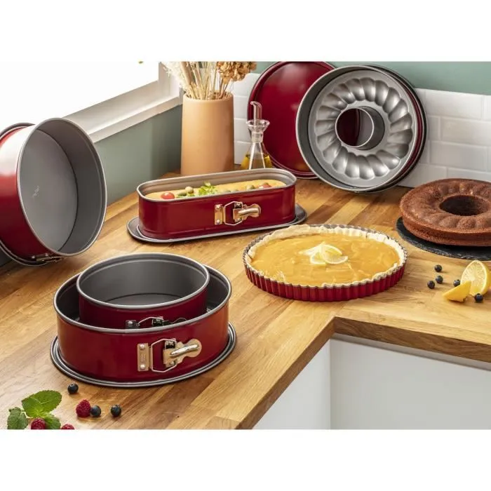 TEFAL Molde con bisagras Delibake en acero - Ø 27 cm - Rojo y gris