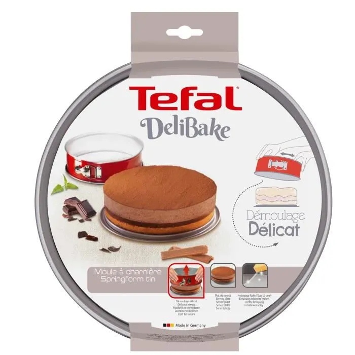 TEFAL Molde con bisagras Delibake en acero - Ø 27 cm - Rojo y gris