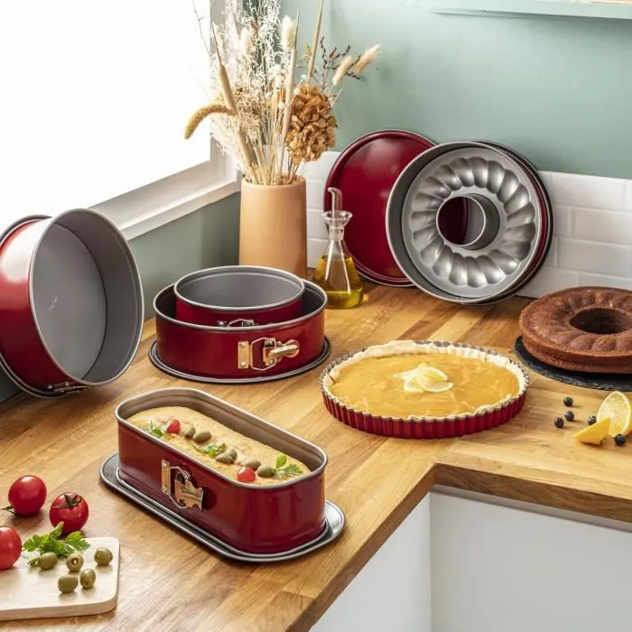TEFAL Molde con bisagras Delibake en acero - Ø 27 cm - Rojo y gris