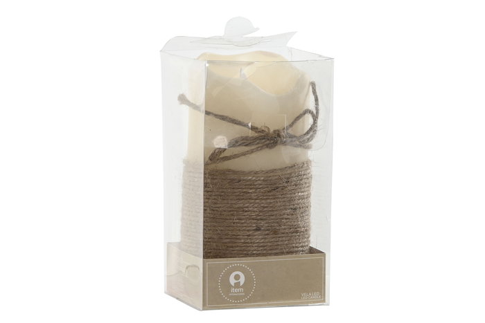 DKD Home Decor Vela Led Basicos Crema Marron 7.5 x 15 x 7.5 cm (16 Unidades)