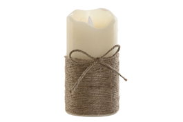 DKD Home Decor Vela Led Basicos Crema Marron 7.5 x 15 x 7.5 cm (16 Unidades)