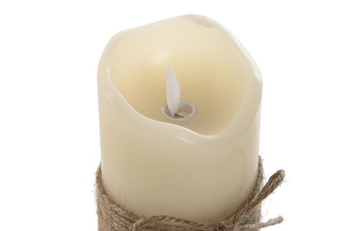 DKD Home Decor Vela Led Basicos Crema Marron 7.5 x 15 x 7.5 cm (16 Unidades)