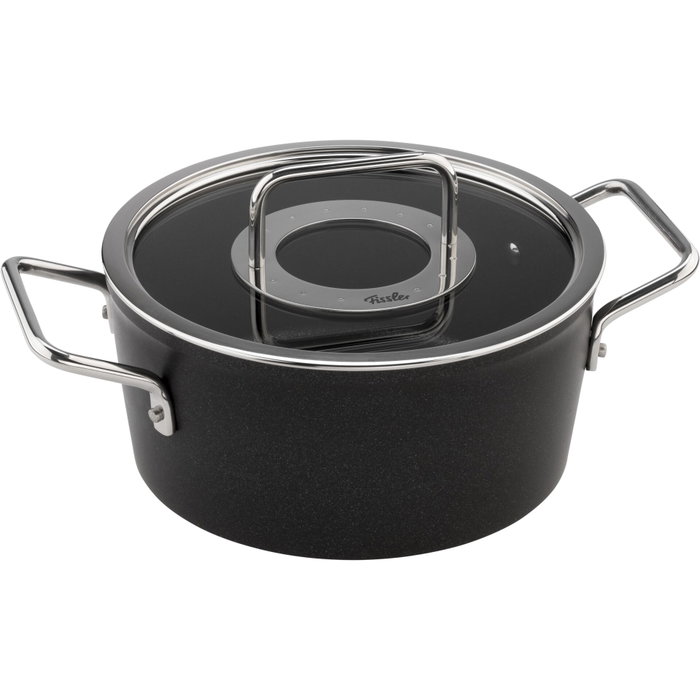 Fissler Adamant Set de 3 piezas: Sartén 24 cm, Cacerola 20 cm con tapa y Cacerola 18 cm