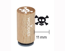 Woodies Sello mini de madera y caucho calavera 15x25mm