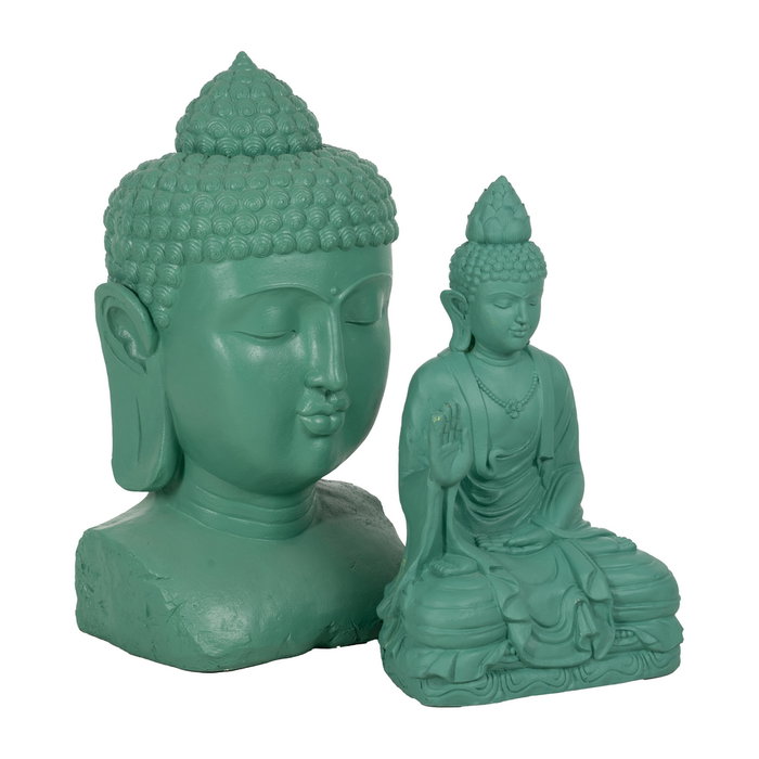 Escultura Buda Turquesa Resina 60,50 X 56 X 108 cm