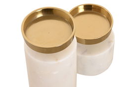 DKD Home Decor Candelabro Blanco Dorado 6 x 12 x 6 cm Set de 2 Unidades