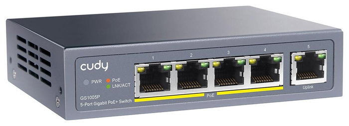 Cudy GS1005P Switch de red Gigabit de 5 puertos con PoE+