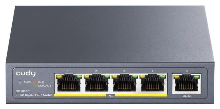 Cudy GS1005P Switch de red Gigabit de 5 puertos con PoE+