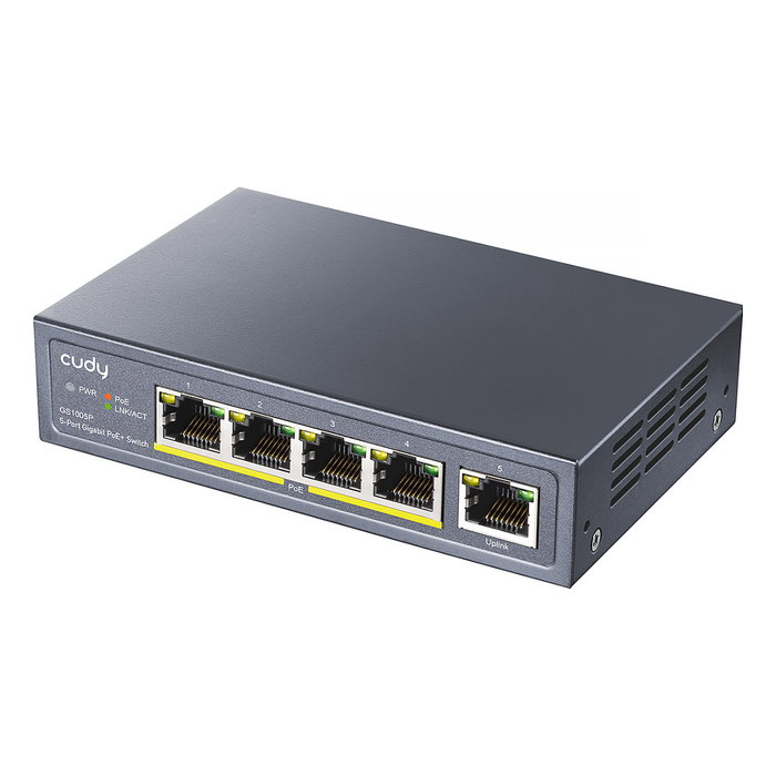 Cudy GS1005P Switch no administrado Gigabit Ethernet 5 puertos con 4 puertos PoE+ 60W